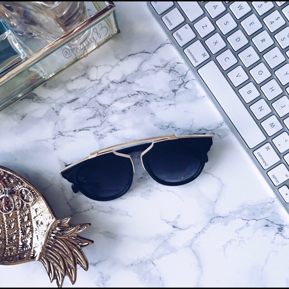 Black and Gold Clubmaster Sunglasses